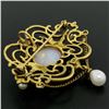 Image 5 : Vintage 14kt Yellow Gold 4.50 ctw Opal and Pearl Open Work Brooch Pin or Pendant