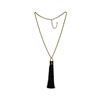 Image 1 : Silk Tassel Square Pendant Necklace - Gold Plated