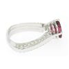 Image 6 : 18k White Gold Cushion Rubellite Tourmaline Ring w/ 0.79 ctw Pave Fine Diamonds