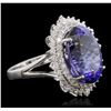 Image 2 : 14KT White Gold 11.01 ctw GIA Certified Tanzanite and Diamond Ring