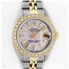 Image 1 : Rolex Ladies 2 Tone 18K Gold Bezel Pink MOP Baguette Diamond Datejust Wristwatch
