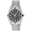 Image 2 : Rolex Mens Stainless Steel Diamond Lugs Rhodium Diamond & Ruby Datejust Wristwat