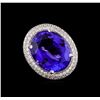 Image 2 : 18KT White Gold GIA Certified 30.19 ctw Tanzanite and Diamond Ring