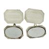 Antique Art Deco 14kt White Gold Etched Dual Panel Cuff Links
