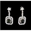 0.85 ctw Green Tourmaline and Diamond Earrings - 14KT White Gold