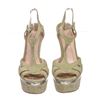Image 2 : Miu Miu Pistacchio Suede Camoscio Lame Wedges Heels Shoes 39