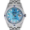 Image 1 : Rolex Mens Stainless Steel Blue String Diamond & Sapphire Datejust Wristwatch
