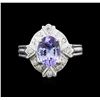 Image 2 : 1.67 ctw Tanzanite and Diamond Ring - 14KT White Gold