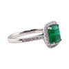 Image 2 : 2.38 ctw Emerald and Diamond Ring - Platinum