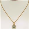 Image 5 : 14K Yellow Gold 3.77 ctw VS Diamond Green Amethyst Pendant w/ 20" Curb Chain