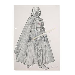 STAR WARS: A NEW HOPE (1977) - John Mollo Hand-coloured Darth Vader (Dave Prowse) Costume Design
