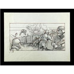 STAR WARS: THE EMPIRE STRIKES BACK (1980) - Hand-drawn Joe Johnston Rebel Troopers on Hoth Storyboar