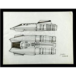 STAR WARS: THE EMPIRE STRIKES BACK (1980) - Hand-drawn Joe Johnston Snowspeeder Concept Sketch