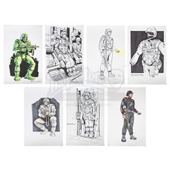 STARSHIP TROOPERS (1997) - Hand-drawn and hand-coloured Mobile Infantry Costume Designs by Jim Marti