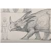 Image 2 : THE VALLEY OF GWANGI (1969) - Ray Harryhausen Hand-drawn Styracosaurus Scale Comparison