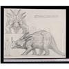 Image 4 : THE VALLEY OF GWANGI (1969) - Ray Harryhausen Hand-drawn Styracosaurus Scale Comparison