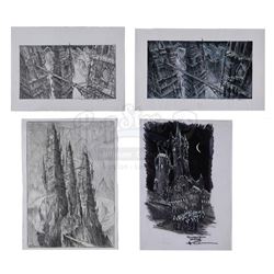 VAN HELSING (2004) - Four Allan Cameron Hand-painted and Drawn Castle Concept Artworks