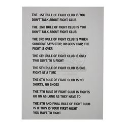 FIGHT CLUB (1999) - Fight Club Rules Sheet