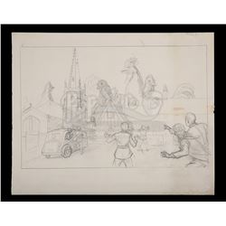 THE FOOD OF THE GODS (C.1961) - Ray Harryhausen Hand-drawn Giant Chicken Concept Art