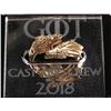 Image 8 : GAME OF THRONES (TV SERIES, 2011-2019) - Two Gold Cast and Crew Gift Dragon and Direwolf Rings