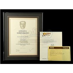 RAIDERS OF THE LOST ARK (1981) - Framed Bill Varney BAFTA Nomination, Letter from Frank Marshall, an
