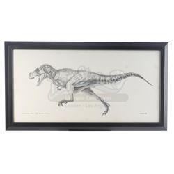 JURASSIC PARK (1993) - Framed Hand-drawn Mark "Crash" McCreery Tyrannosaurus Rex Artwork