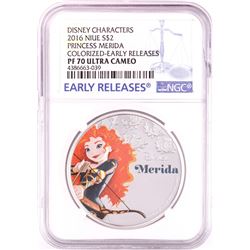 2016 Proof $2 Disney Princess Merida 1oz Silver Coin NGC PF70 Ultra Cameo