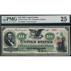 1862 $10 Legal Tender Note PMG 25