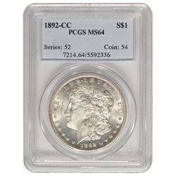 1892-CC $1 Morgan Silver Dollar Coin PCGS MS64