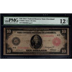 1914 $10 Red Seal Cleveland Federal Reserve Note PMG 12NET