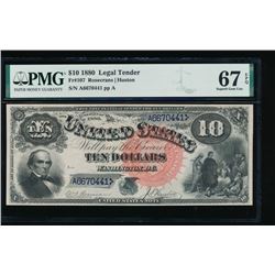 1880 $10 Jackass Legal Tender Note PMG 67EPQ