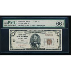 1929 $5 Hamilton National Bank Note PMG 66EPQ