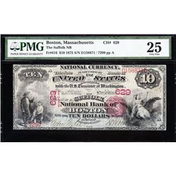 1875 $10 Boston MA National Bank Note PMG 25