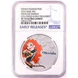 2016 Proof $2 Disney Princess Merida 1oz Silver Coin NGC PF70 Ultra Cameo