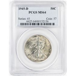 1945-D Walking Liberty Half Dollar Coin PCGS MS64
