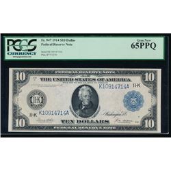 1914 $10 Dallas Federal Reserve Note PCGS 65PPQ