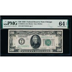 1928 $20 Chicago Federal Reserve Note PMG 64EPQ