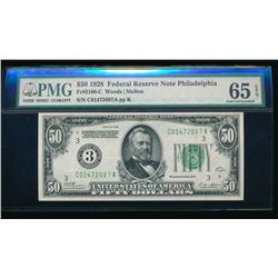 1928 $50 Philadelphia Federal Reserve Note PMG 65EPQ