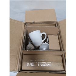 16PCE 2 TONED STONEWARE DINNERSET. CREAM. SOME