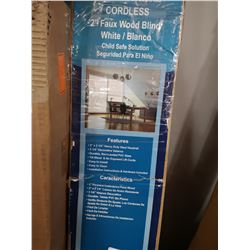 2" FAUX WOOD BLIND. WHITE, 58.625"W X 36"H