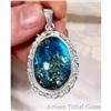 Radiant Blue Amber Sterling  Pendant #1232949