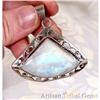 HUGE Moonstone Jaali Sterling Silver Pendant #1232950