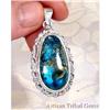  Teardrop Blue Amber Sterling Silver Pendant #1232953