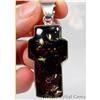 Image 1 : Stately Cognac Baltic Amber CROSS Sterling #1233042
