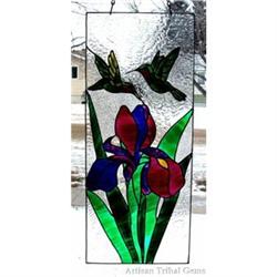 Stained Glass Painting Magenta IRISES     #1233080