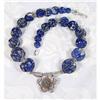 Natural CARVED Lapis Sterling Tribal Choker #1233151