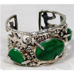 Sterling Malachite Floral Vine Cuff~87g #1233283