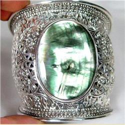HAND CRAFTED~Thai Sterling Shell Cuff~97 grams #1233295