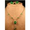 Image 1 : GREEN Cabochon Rhinestone SET Neckalce Earings #1233389