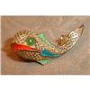 Image 1 : SILVER Filigree WHALE Pin GOLD Wash .800 Enamel#1233390